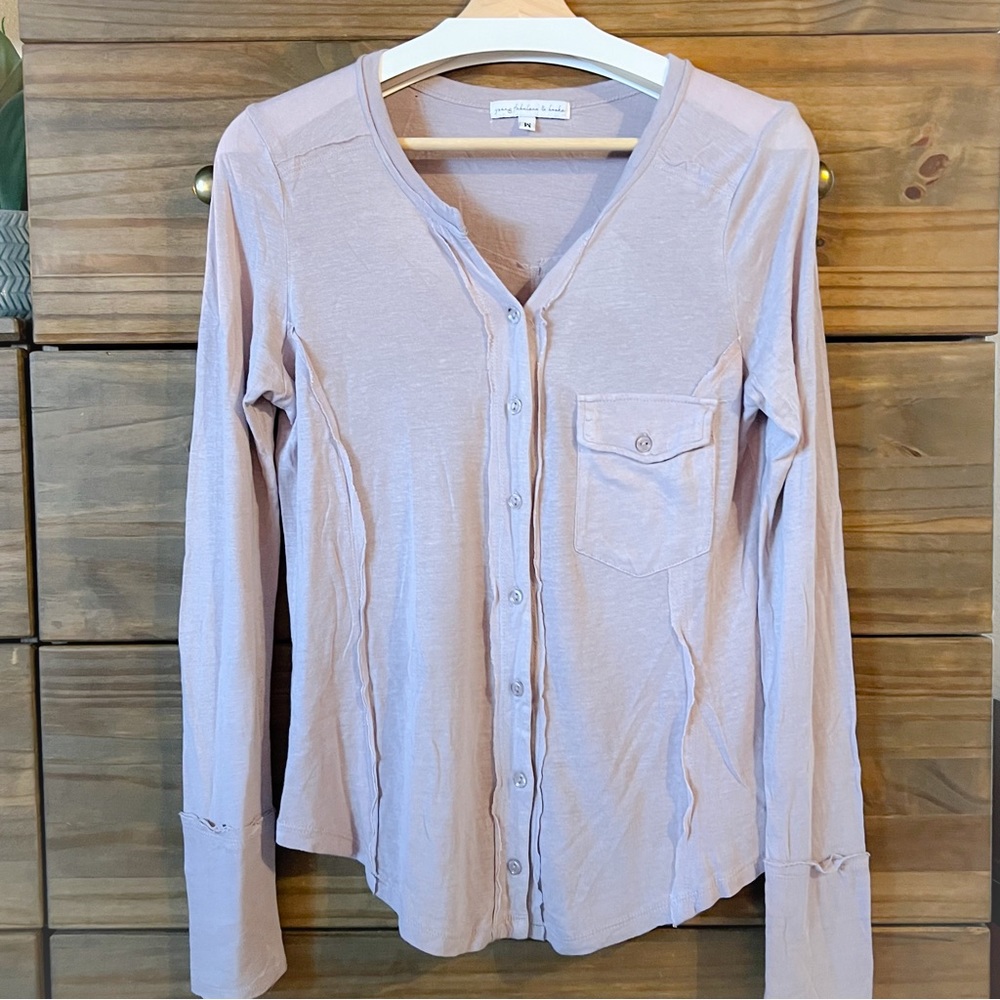 YFB Long-Sleeve Button-Up Henley Shirt M
